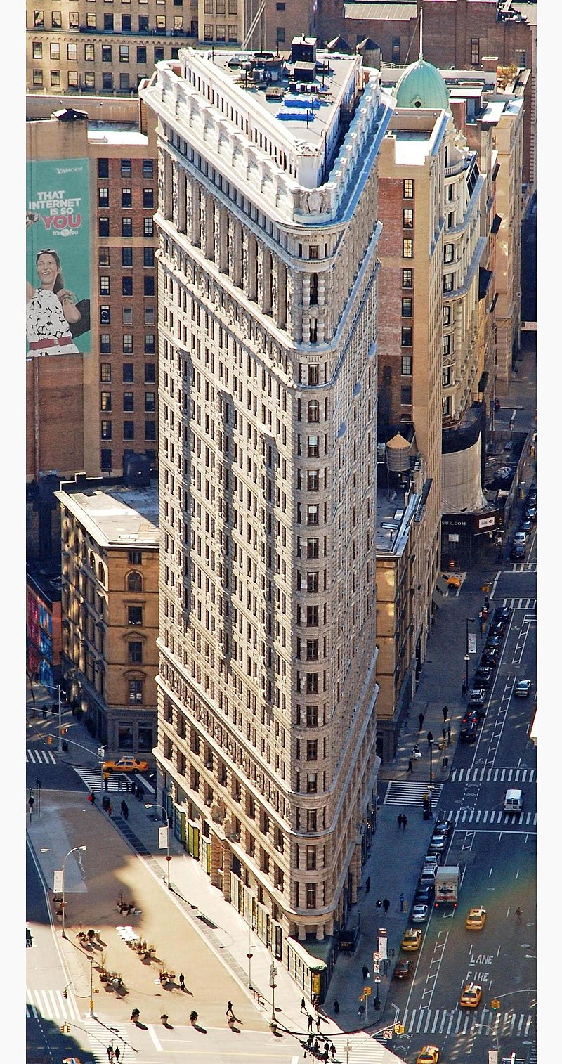 The Flatiron Building at Fifth Avenue and Broadway.